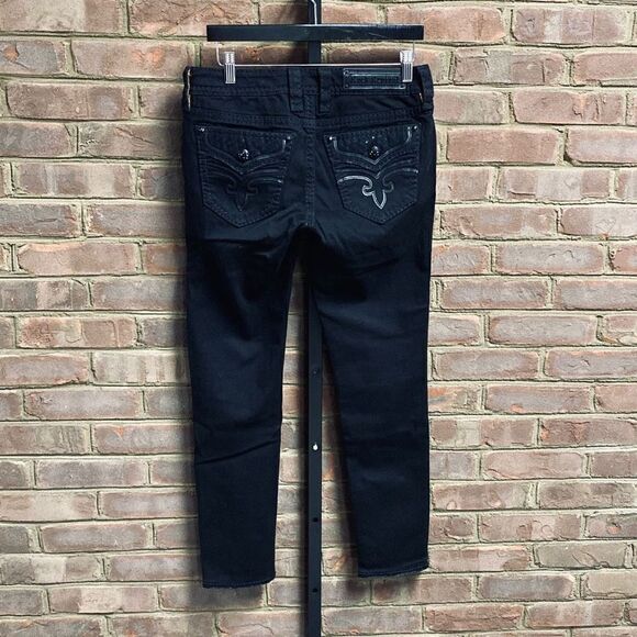 Rock Revival Greer Skinny Black Sequin Jeans Size 28 NWT - Picture 3 of 11